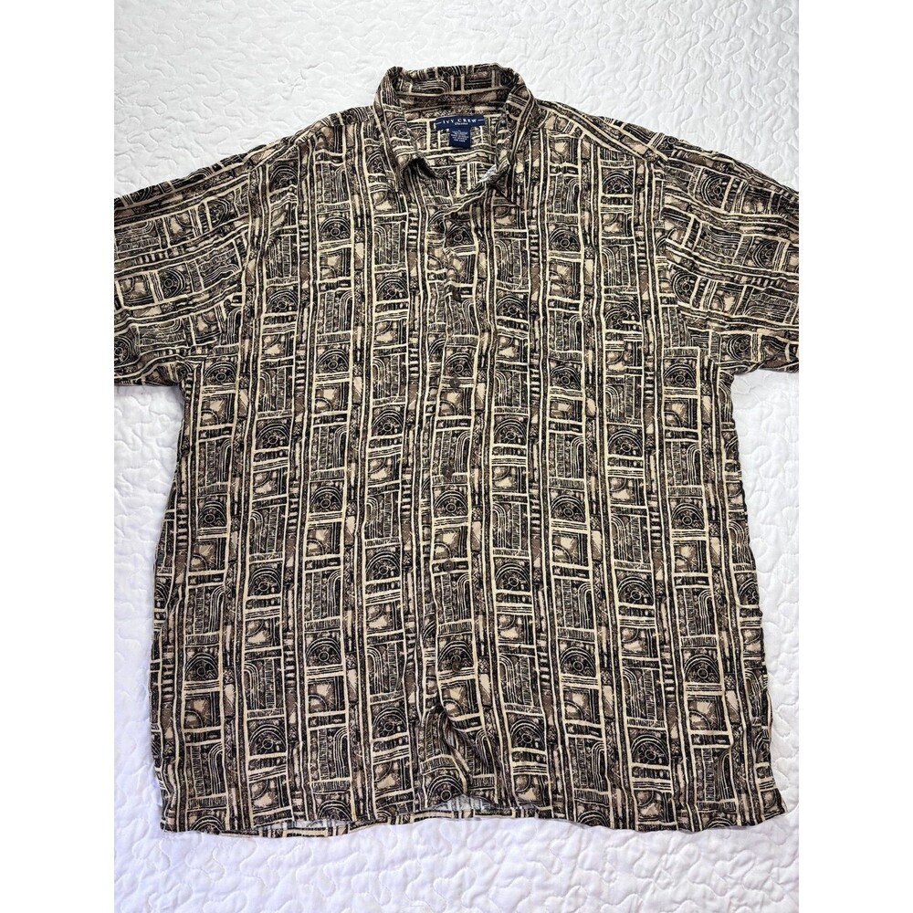 Ivy Crew Classic Mens Abstract Short Sleeve Button Up Collared Shirt size large